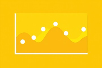 Photo of a yellow abstract graph illustrates data analysis and market trends with a curved line and scattered data points
