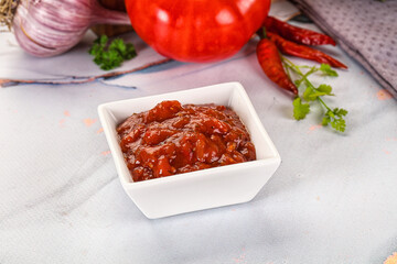 Salsa dip with chili and tomato