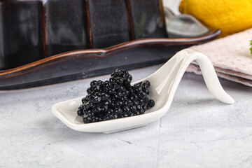 black sturgeon caviar in the bowl