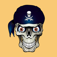 teschio con bandana nera co simboli pirata