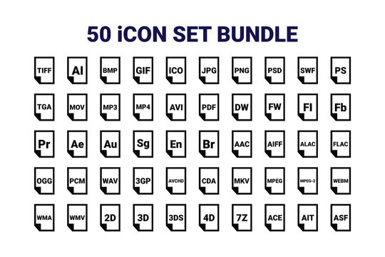50 File Type Icon Set Bundle | ASPX, ASX, BAT, BIN, CAB, CAD, CDR, CFG, CPP, CSS, CS, DLL, DOC, DOCX, DPX, DWF, BWG, DXF, EMF, EPS, EXE, EXR, GIF, H, HDRI, HDMI, HTM, HTML, ICNS, ICS, IFF, IMEI, INFO