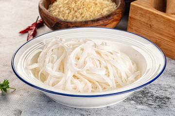 Boiled asian rice pho noodles