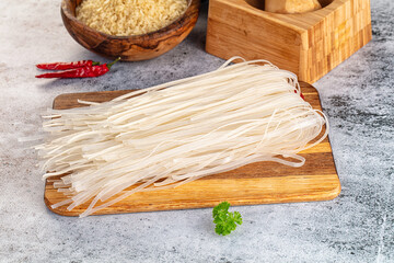 Raw dry pho noodles for cooking