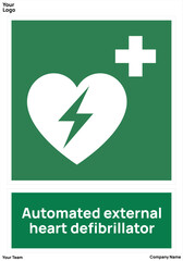 sign Automated external heart defibrillator