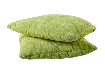 stack of two green pillows isolated on white or transparent png