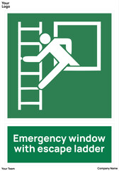 sign Emergency window with escape ladder