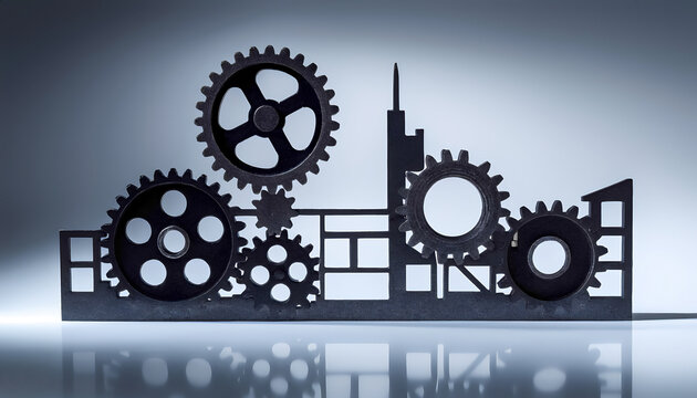 The Mechanism of the City: The Interrelationship of Gears and Industrial Silhouettes
