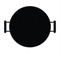 Top view of a round barbecue grill with handles silhouette