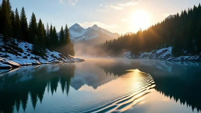 Lake mountain sunrise reflection nature wallpaper