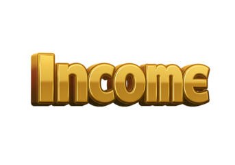 Golden 3D Render The Word Income isolated on transparent baackground
