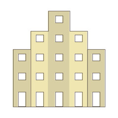 Simple yellow tone residential building. Vector drawing.
