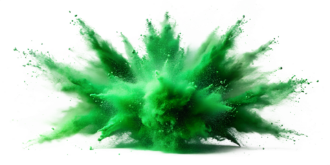Green Powder Explosion on Transparent Background