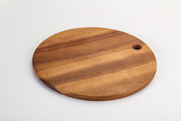 Wooden cutting board isolated on white background