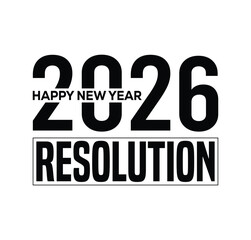 2026 New Year Resolution banner featuring bold typography and creative vector elements. Perfect for New Year themes, goal-setting visuals, motivational projects, and celebration designs.