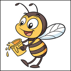 Cute bee with honey dripping