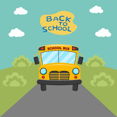 School bus poster design. Back to school flyer. Stock vector artwork
