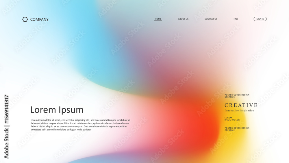 Poster abstract wave futuristic design of landing page. retro gradient mesh website design