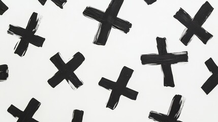 Obraz premium Abstract Black Crosses on White Background for Creative Design