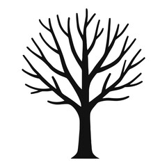 Stylized Bare Tree Silhouette - Detailed Minimalist Winter Nature Graphic