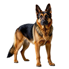 Majestic German Shepherd Standing Proudly with Alert Expression Against a Bright Background