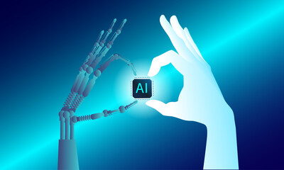 Futuristic Robotic Arm in High-Tech Factory – Vector Illustration

