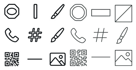 Variety of icons, including a phone, a brush, a paint palette, and a camera. These icons represent different aspects of technology and creativity. The phone icon symbolizes communication