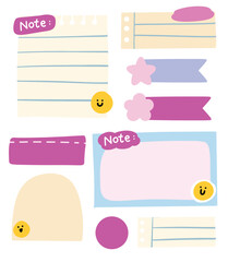 Notepad pastel hand drawn cute illustration collection