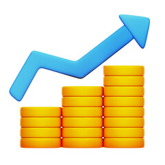 Financial Growth Coins and Upward Arrow