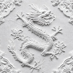 A white dragon with a flower on its tail