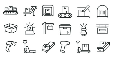 Collection of symbols and icons for various types of machinery and equipment. Scene is industrial and mechanical