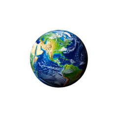 White background isolating an earth globe, highlighting its form
