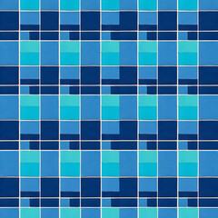Seamless Teal Blue and Navy Blue Square Tile Mosaic Pattern Abstract Geometric Background Texture for Interior Design Projects