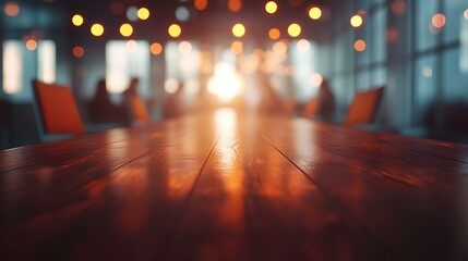 Conference Room: An inviting interior shot captures a spacious conference room, where a long wooden table serves as the focal point, setting the stage for collaboration and decision-making.