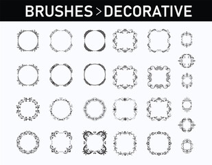 Set of Decorative Vector Frame Brushes – Round and Square Hand Drawn Floral Borders for Illustrator EPS