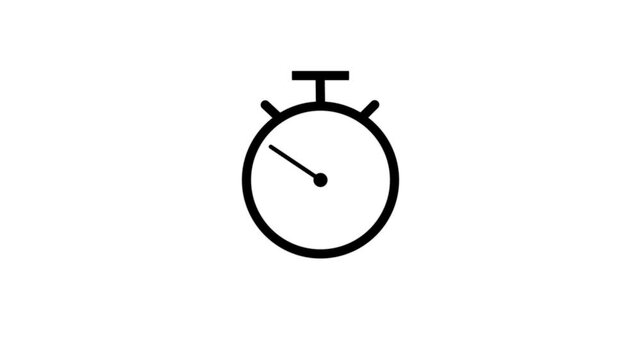 Stopwatch animation icon moving arrow . Stopwatch Loop Real time on white background.