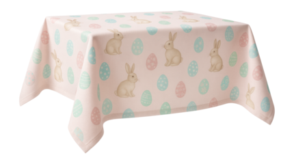 A pastel-colored tablecloth with Easter motifs like bunnies and eggs for a spring brunch.