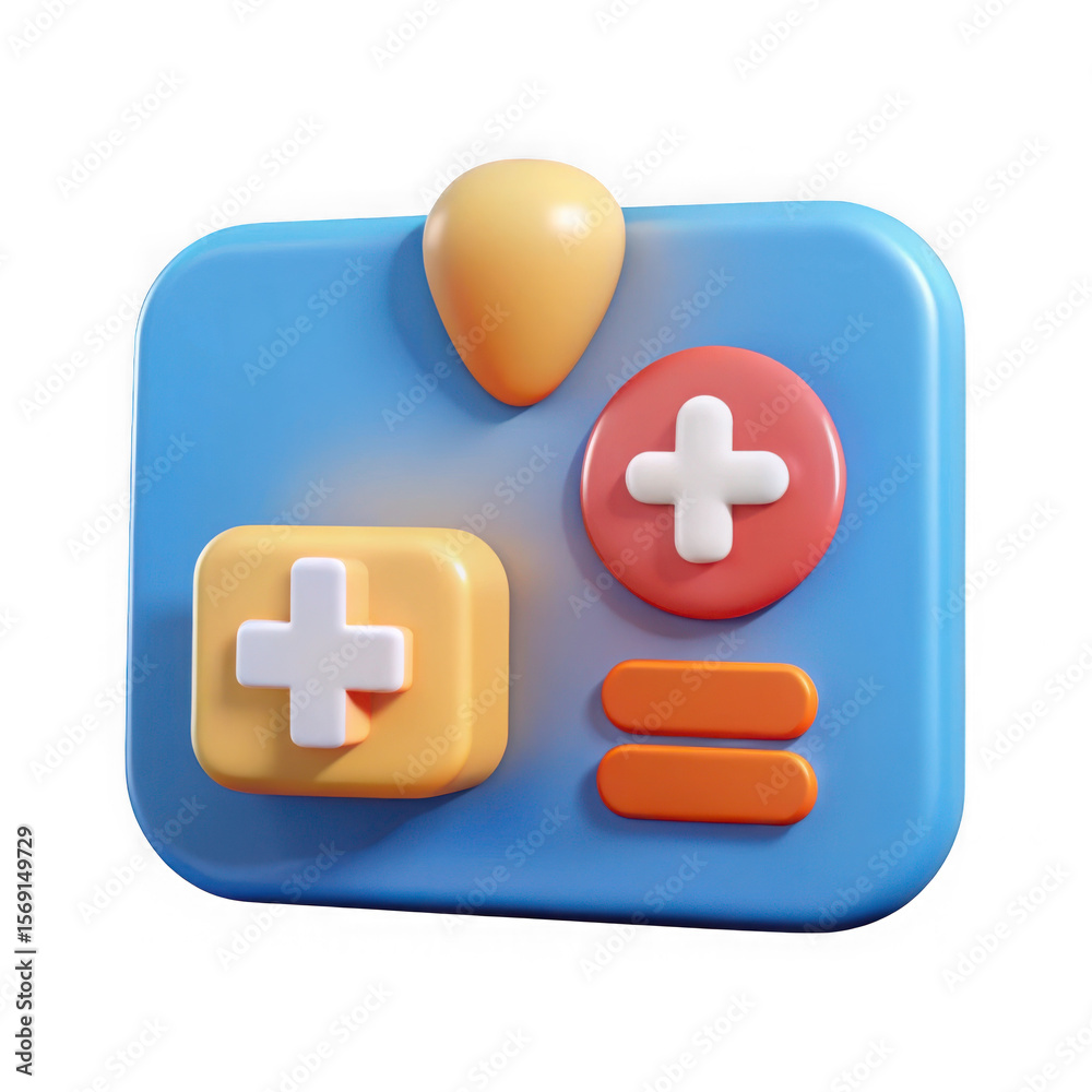 Fototapete 3d rendered calculator icon with plus and equals signs isolated on transparent background