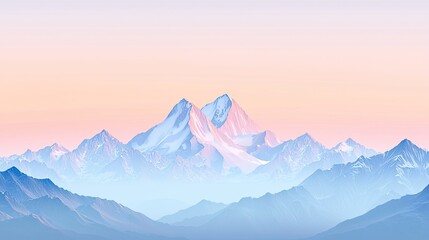 Obraz premium Pastel colored mountains under a soft sunrise.