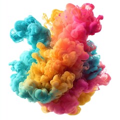 Obraz premium Vibrant colorful ink swirling in a cloud (1)