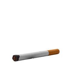 Close-Up View of a Lit Cigarette with Ashes and Smoke against a Dark Background
