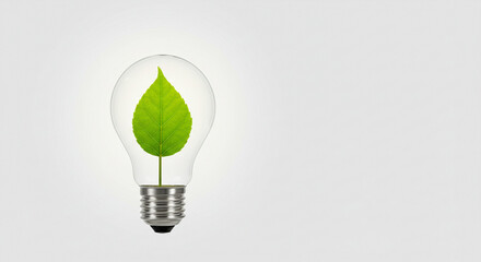 Light bulb with green leaf symbolizing eco-friendly energy  