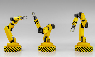 Futuristic Robotic Arm in High-Tech Factory – Vector Illustration

