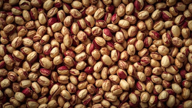 Surface of roasted pistachios nuts closeup, brown, crunchy, autumn sna