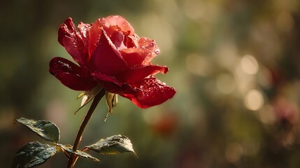 Obraz premium A Red Rose in the Morning Light