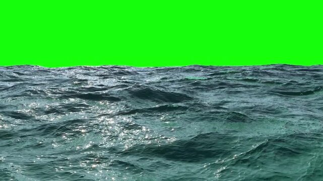 Ocean waves on green screen background