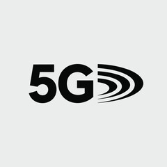 Obraz premium Black 5 G Text and Signal Icon on Light Gray Background