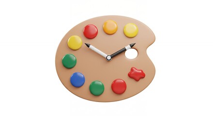Colorful artist palette clock