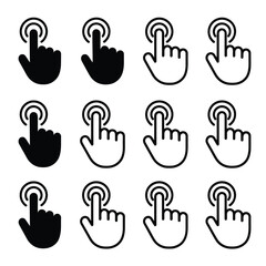 Fototapeta premium Black and White Touch Icon Set on White Background