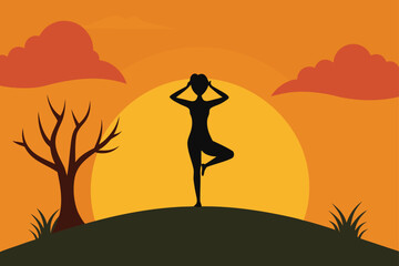 silhouette of a woman in yoga pose
