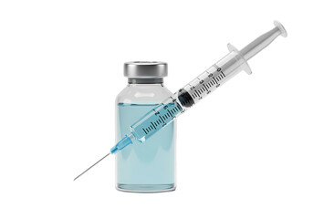 Medical Vaccine Vial and Syringe isolated on transparent baackground